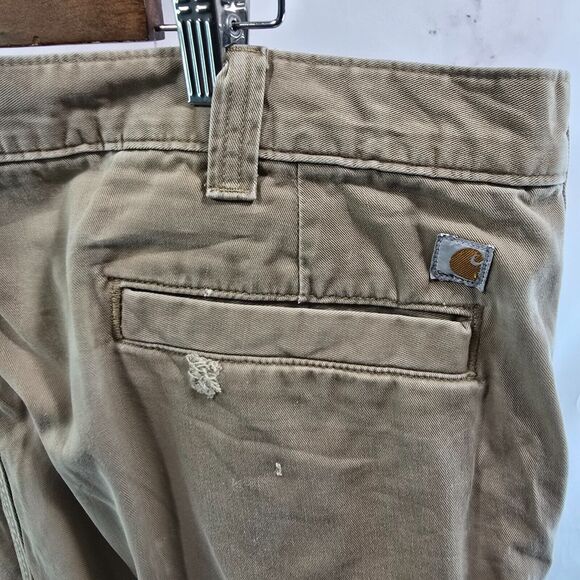 Carhartt Pants Mens 44 X 32 Khaki Tan Canvas Straight Chino Relaxed Fit Brown - Picture 12 of 13